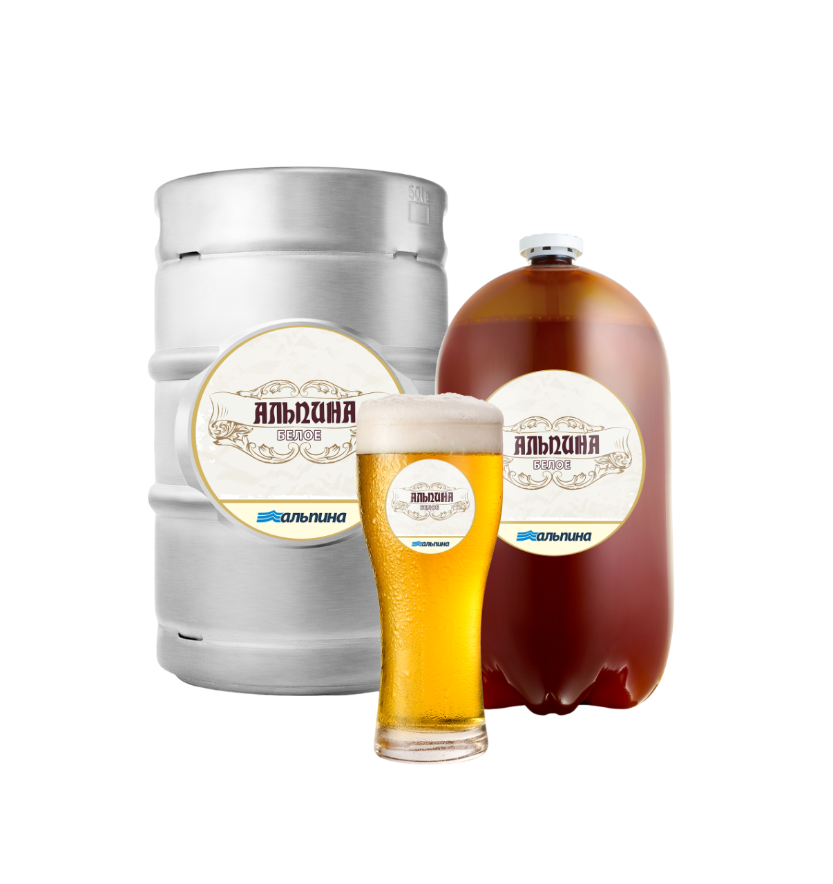 Пиво светлое нефильтрованное неосветленное пастеризованное «Альпина белое пшеничное»
